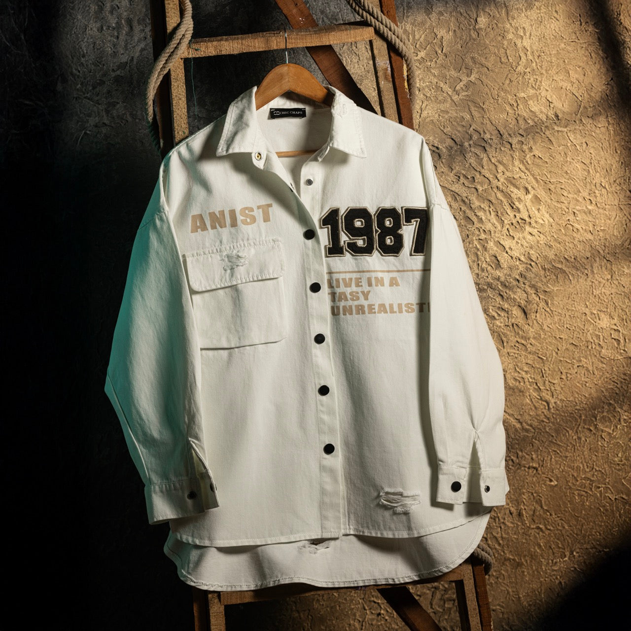 Retro Varsity 1987 Cotton White Overshirt