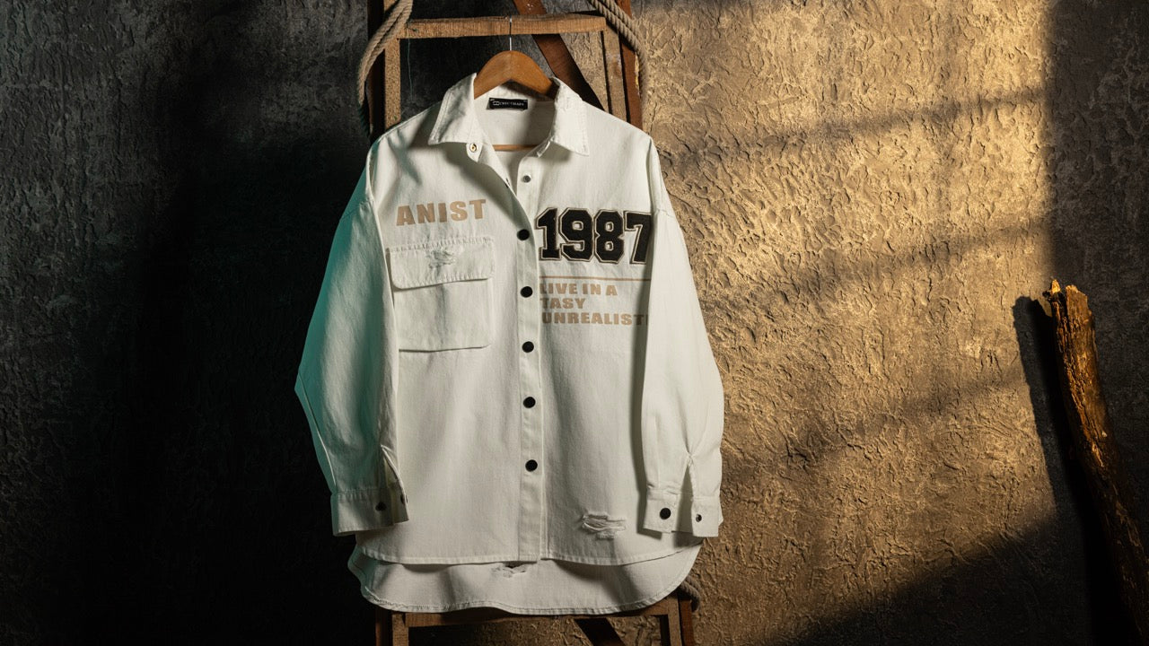 Retro Varsity 1987 Cotton White Overshirt