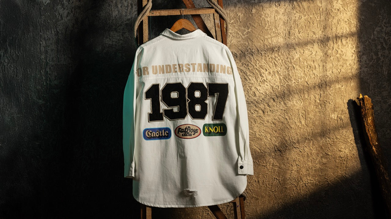 Retro Varsity 1987 Cotton White Overshirt