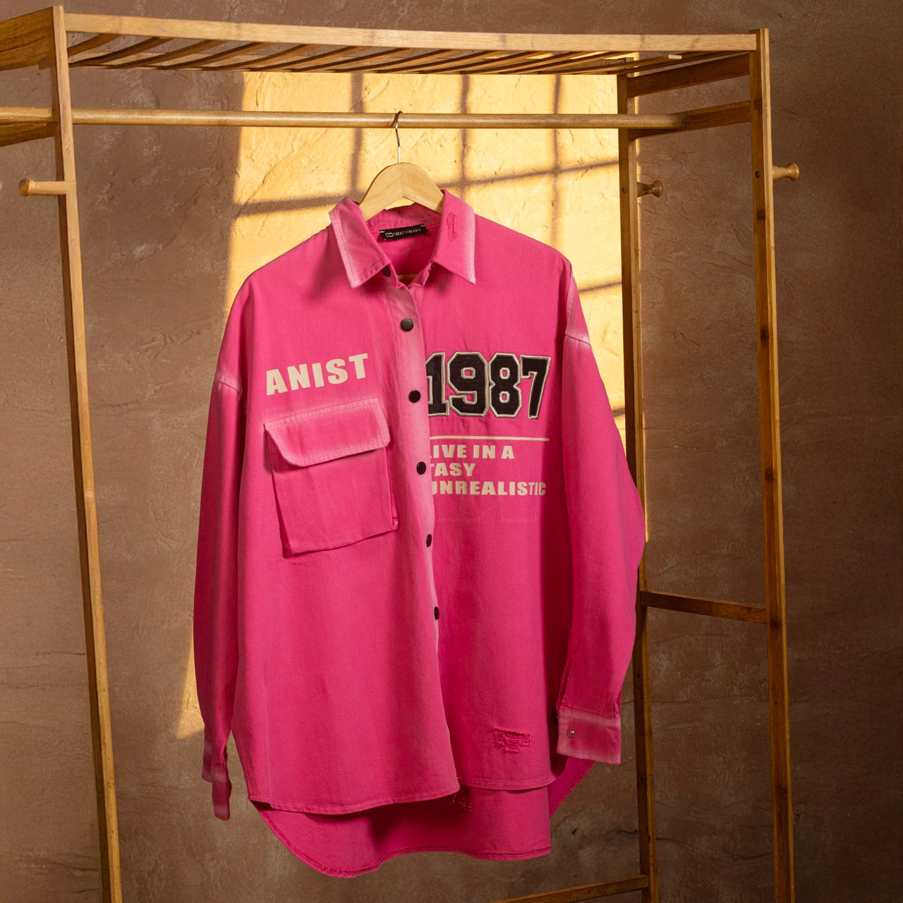 Retro Varsity 1987 Electric Pink Overshirt