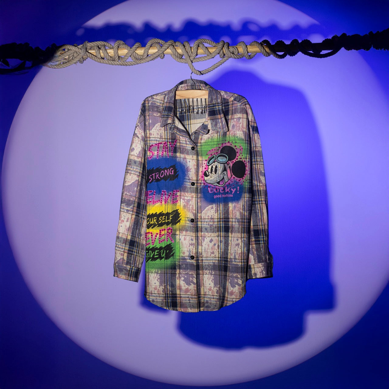 HappyDay Retro Neon Purple Check Shirt