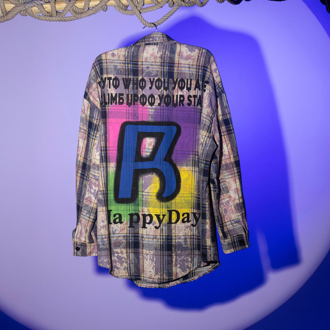 HappyDay Retro Neon Purple Check Shirt